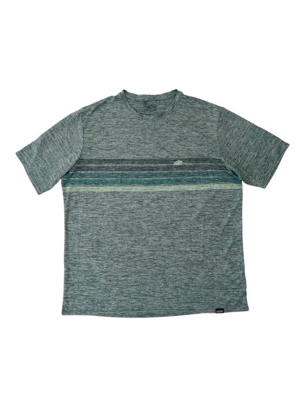 Patagonia Capilene Cool Daily Graphic Long Sleeve Shirt | Green Stripe | Men's L